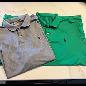 Mens Polo Ralph Lauren Performance Polos, XL, Green and Gray